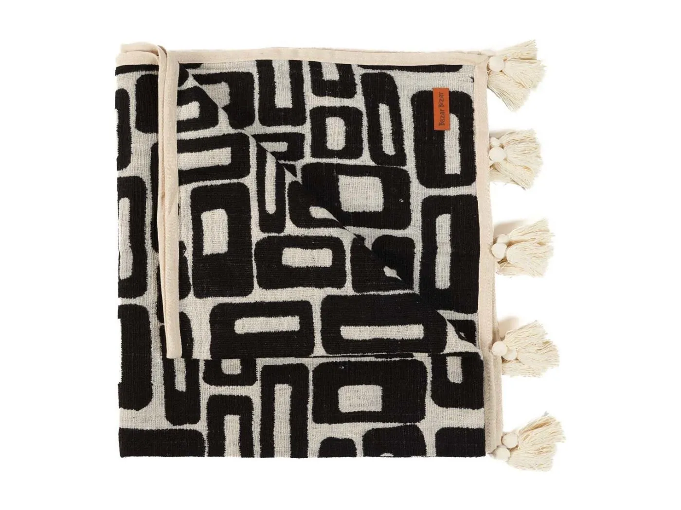 Der Aztec Bettüberwurf - Natur Schwarz