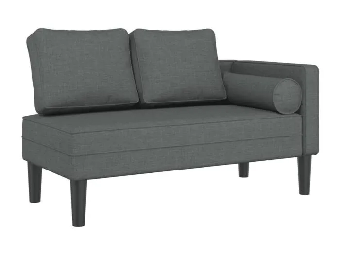 Isa  Chaiselongue mit Kissen Dunkelgrau Stoff