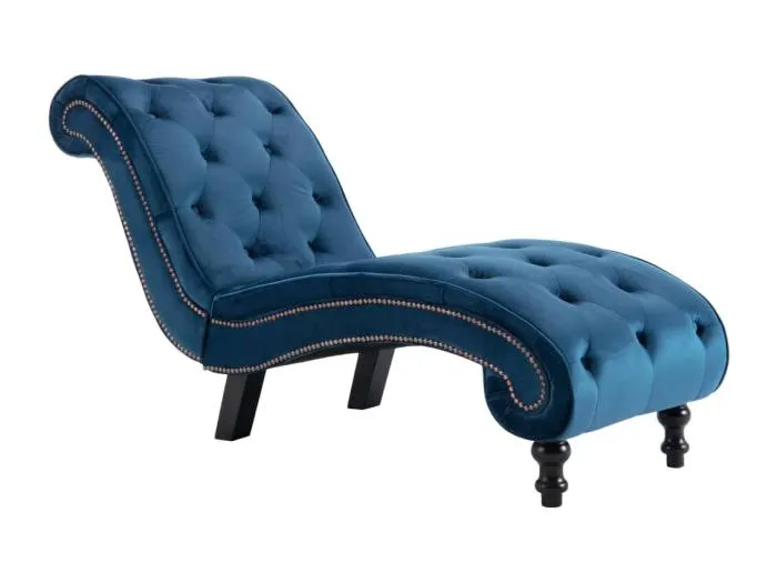 Turlock Chaiselongue Blau Samt