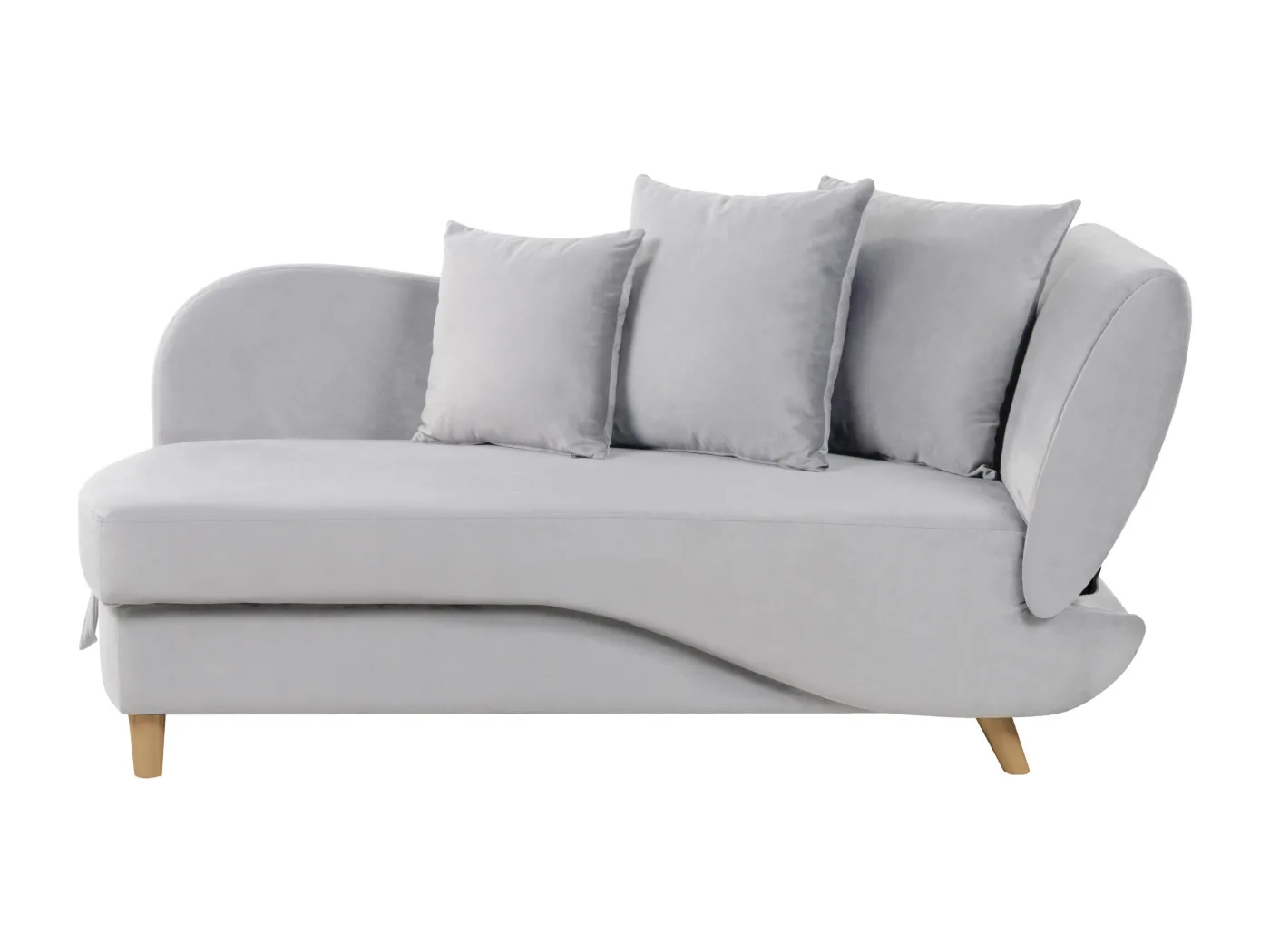 Chaiselongue Samtstoff grau rechtsseitig mit Stauraum Kissen modern Meri II