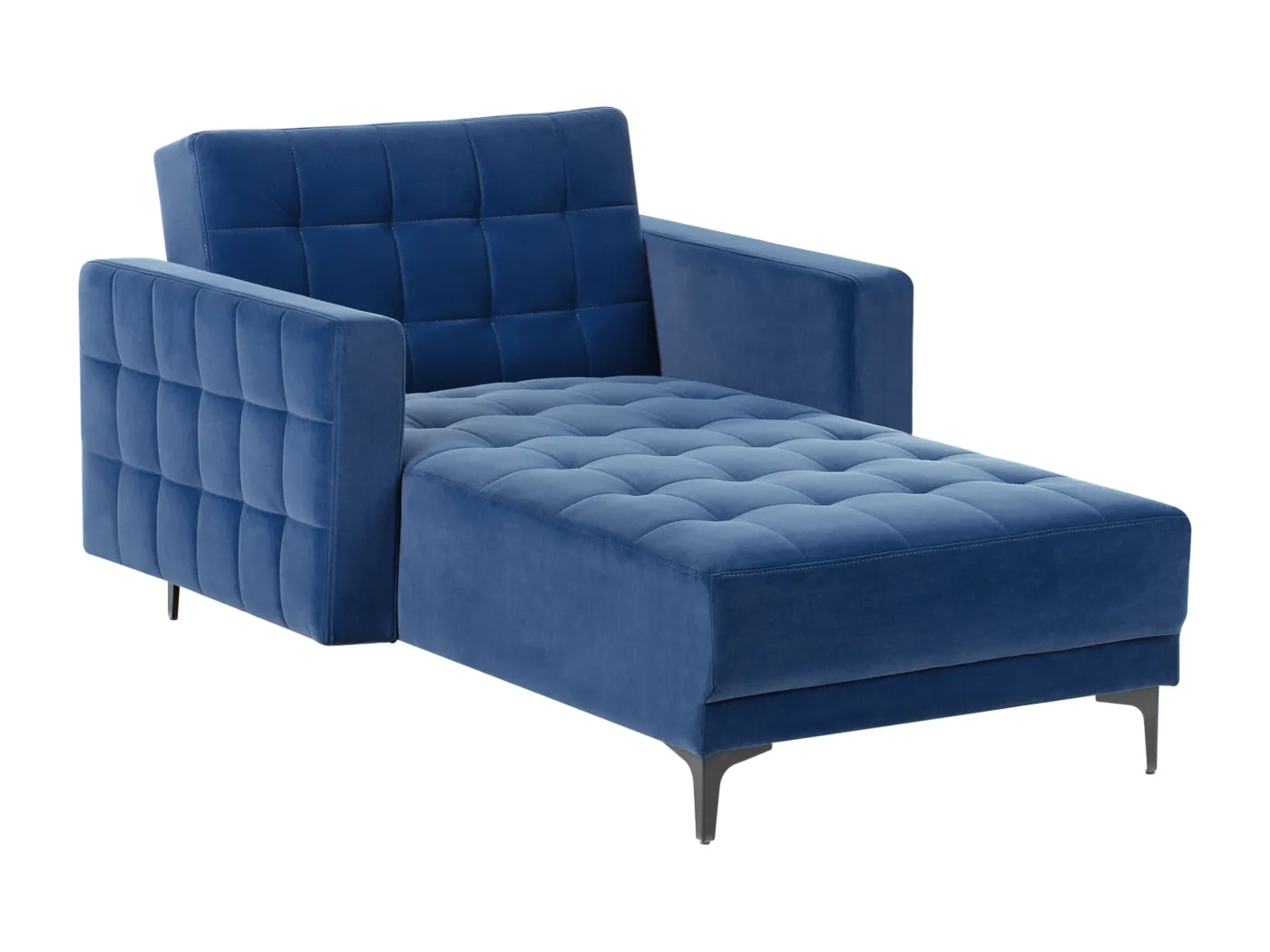 Chaiselongue Samt blau gesteppt Schlaffunktion Metallgestell schwarz Aberdeen