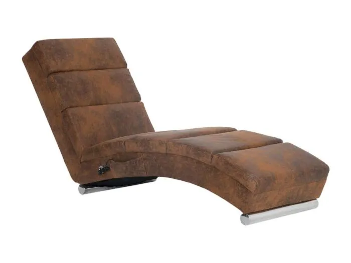Puttershoek Massage Chaiselongue Braun Wildleder-Optik
