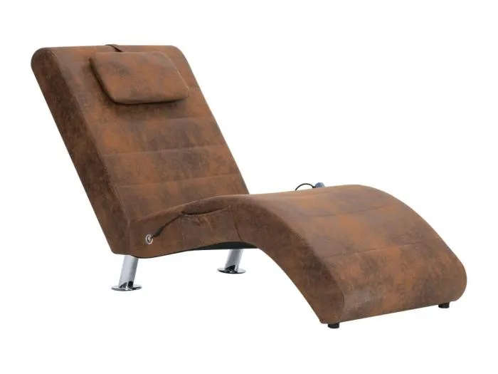 Blytheville Massage Chaiselongue mit Kissen Braun Wildleder-Optik