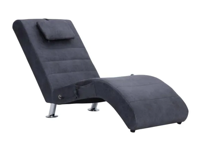 Blytheville Massage Chaiselongue mit Kissen Grau Wildleder-Optik