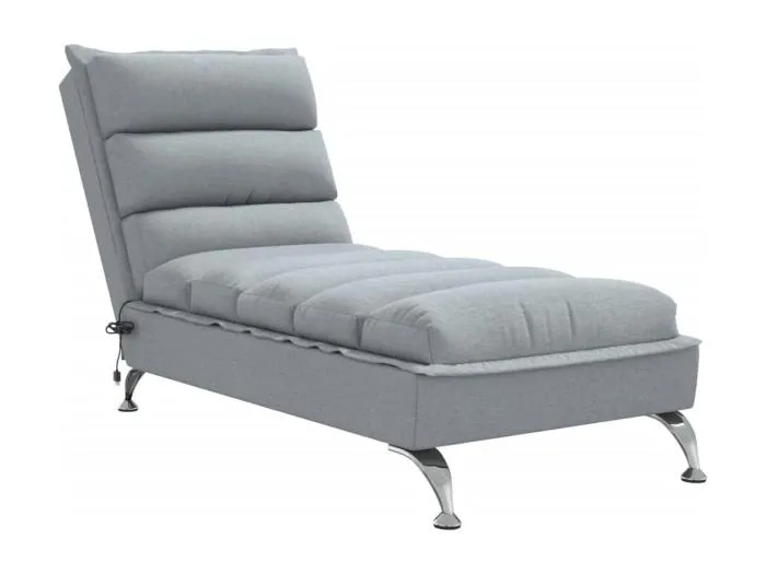Saumur Massage-Chaiselongue mit Kissen Hellgrau Stoff