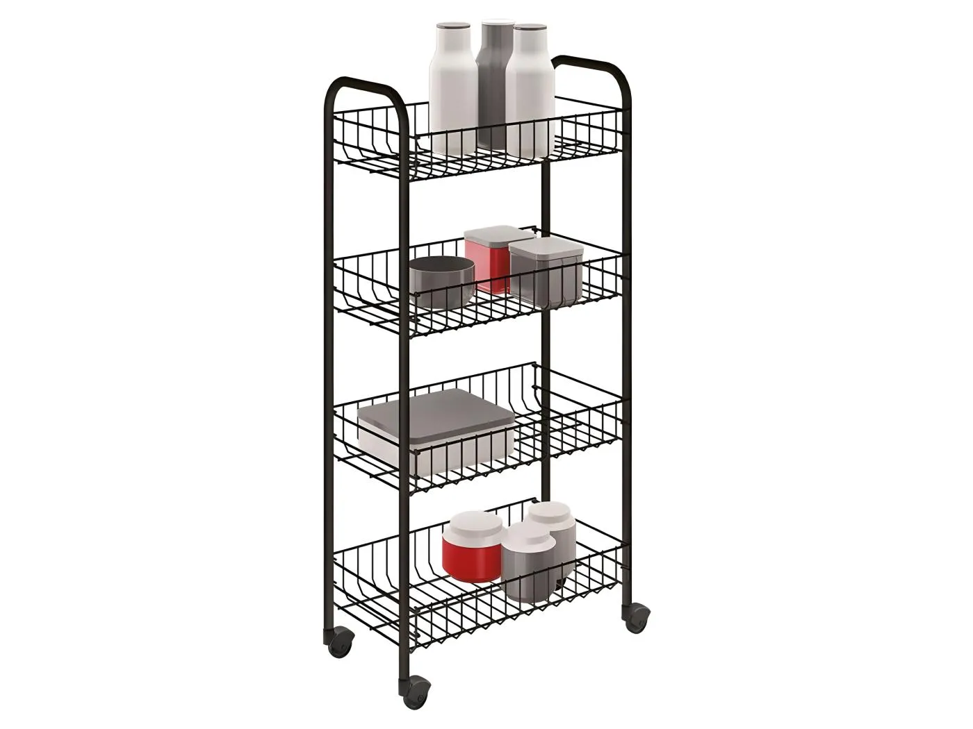 Multifunktionsregal 4 Regale PISA BLACK Metaltex 41x23x84 cm