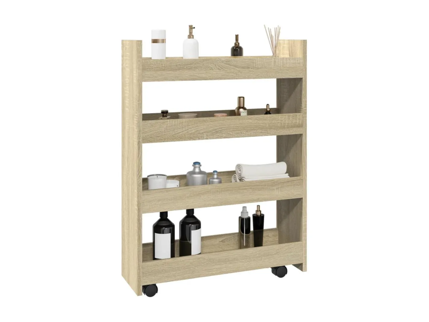 Aufbewahrungswagen Schmal 4 Etagen Sonoma Eiche Holzwerkstoff