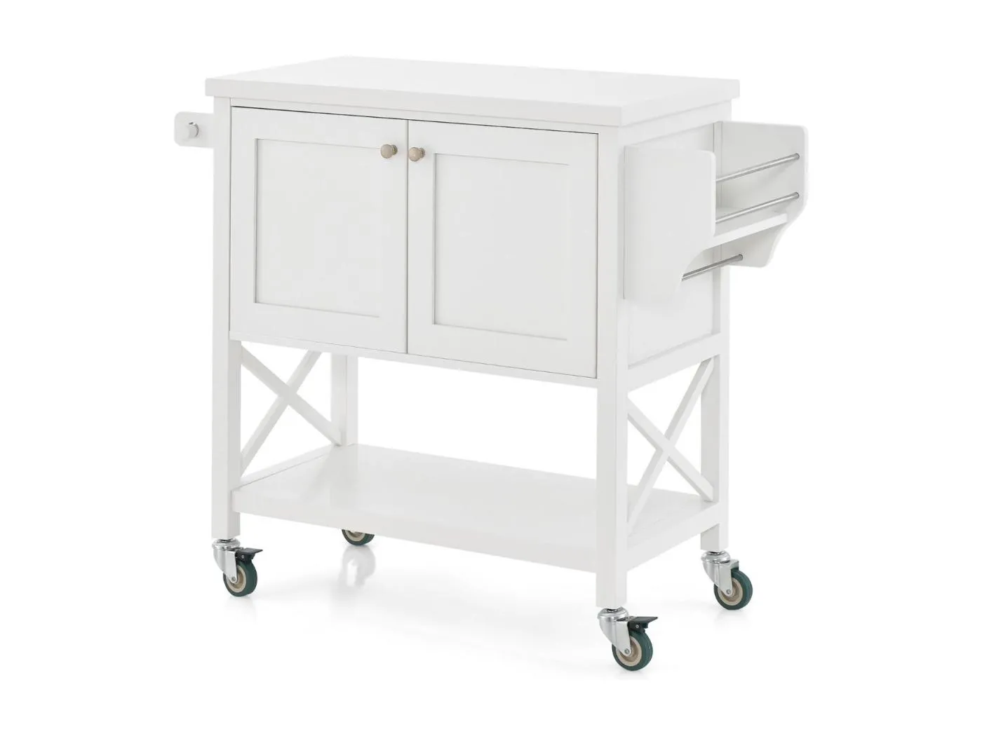 Küchenwagen mit Schrank & Ablage & Handtuchhalter & Gewürzregal Servierwagen Weiß