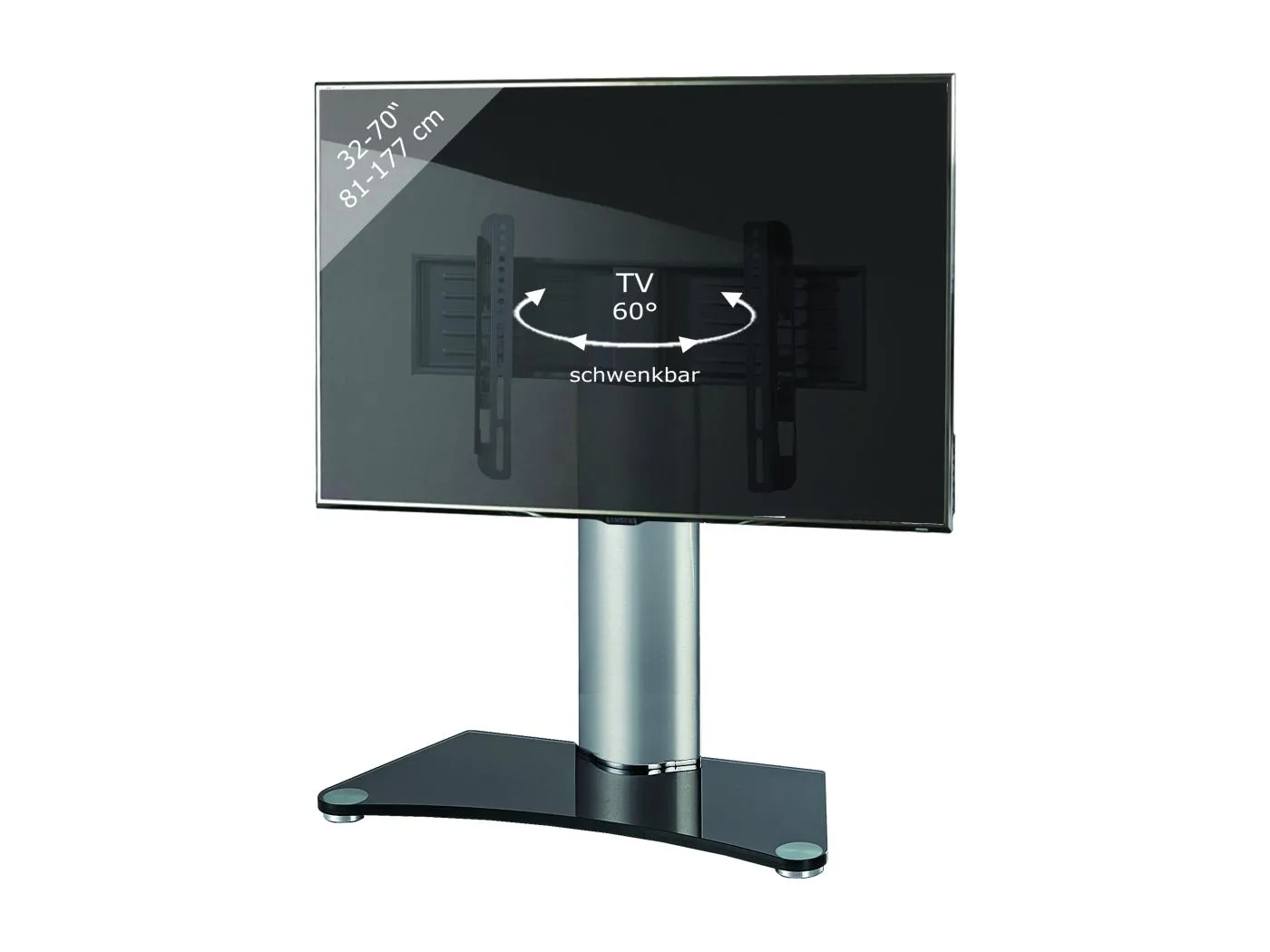 TV Standfuß Aufsatz Erhöhung Alu Glas Windoxa Maxi