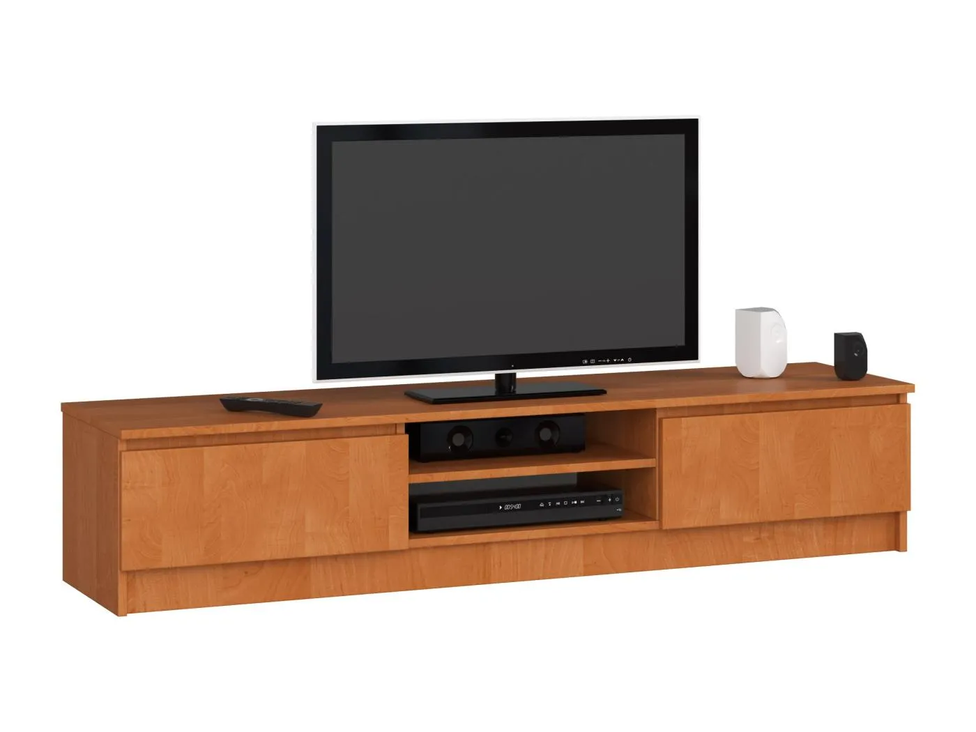 TV Schrank AKORD Fernsehkommode 160 cm Erle 2 Türen 2 Ebenen B160 x H33 x T40 cm