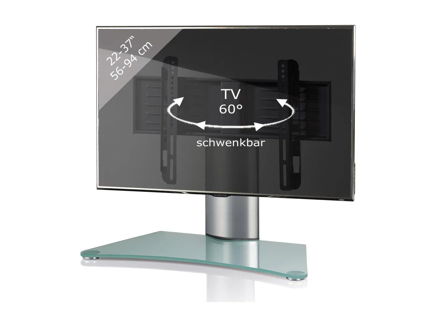 TV Standfuß Aufsatz Erhöhung Alu Glas Windoxa Mini