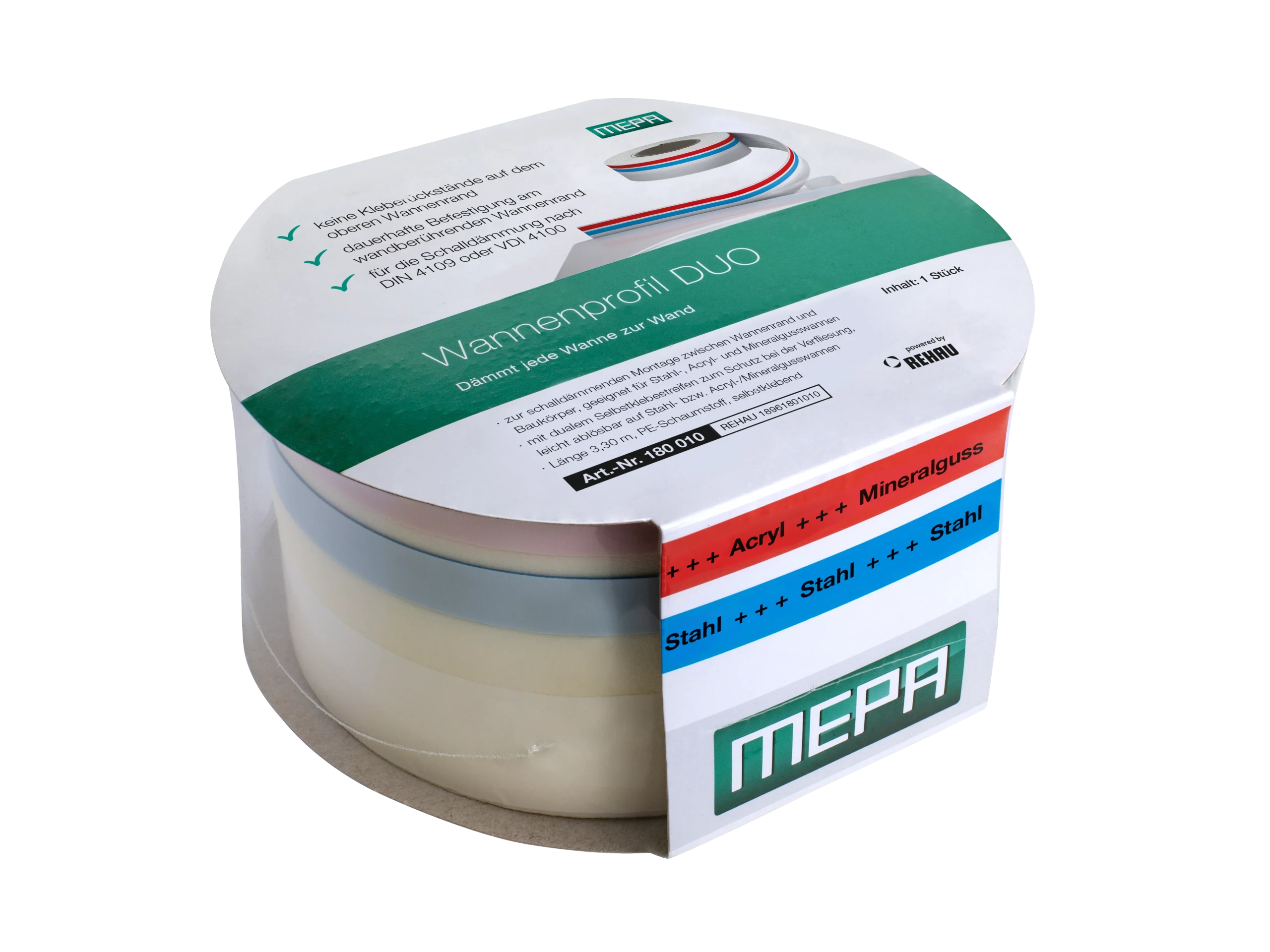 MEPA Wannenprofil selbstklebende duale Klebebeschichtung