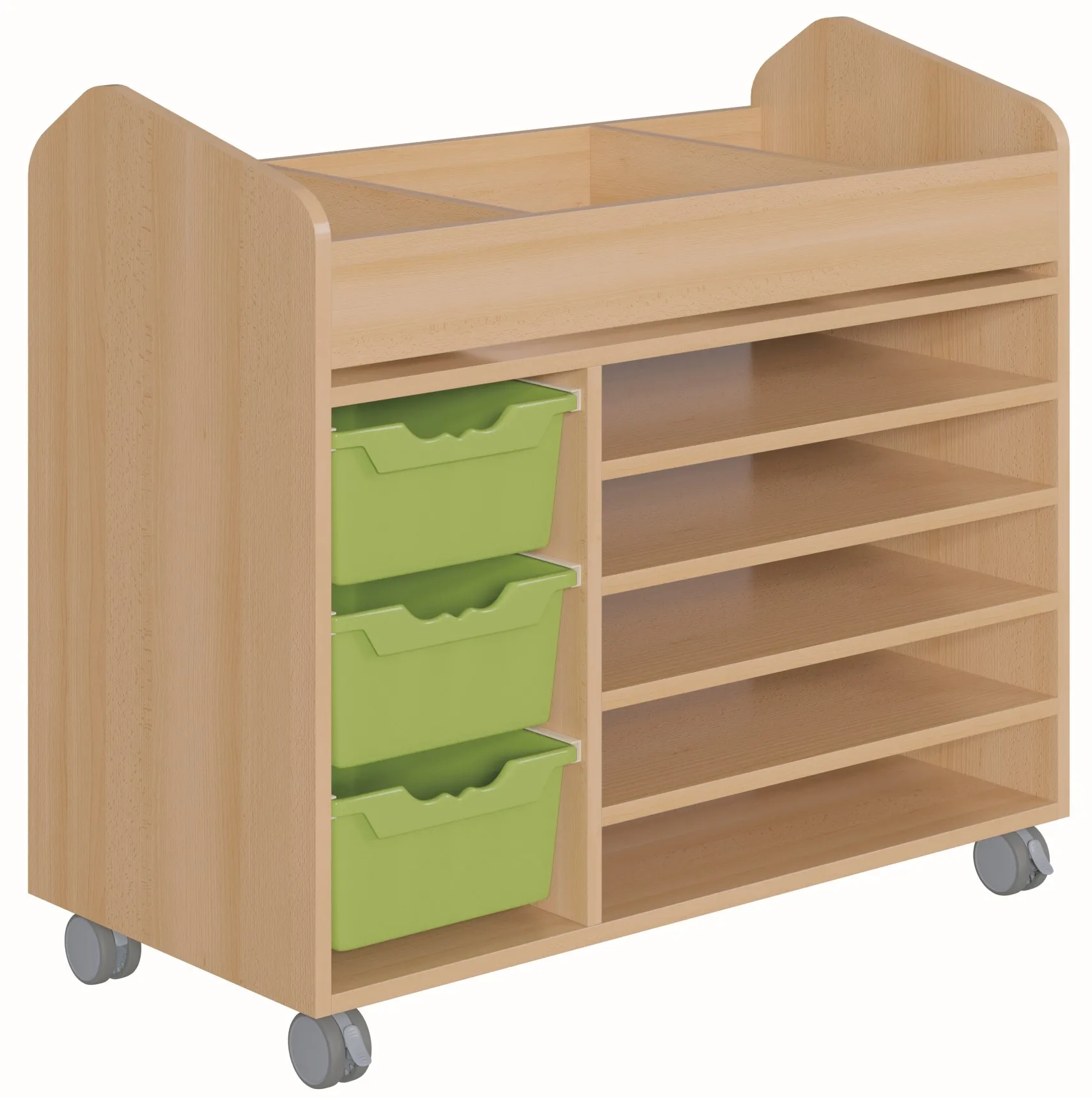 Bastelwagen "Kreativbasti 5" mit 3 hohen ErgoTray Boxen