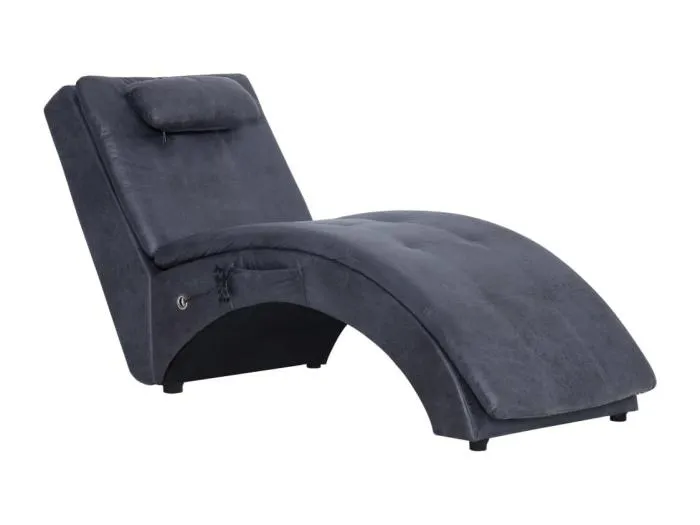 Calcium Massage Chaiselongue mit Kissen Grau Wildleder-Optik