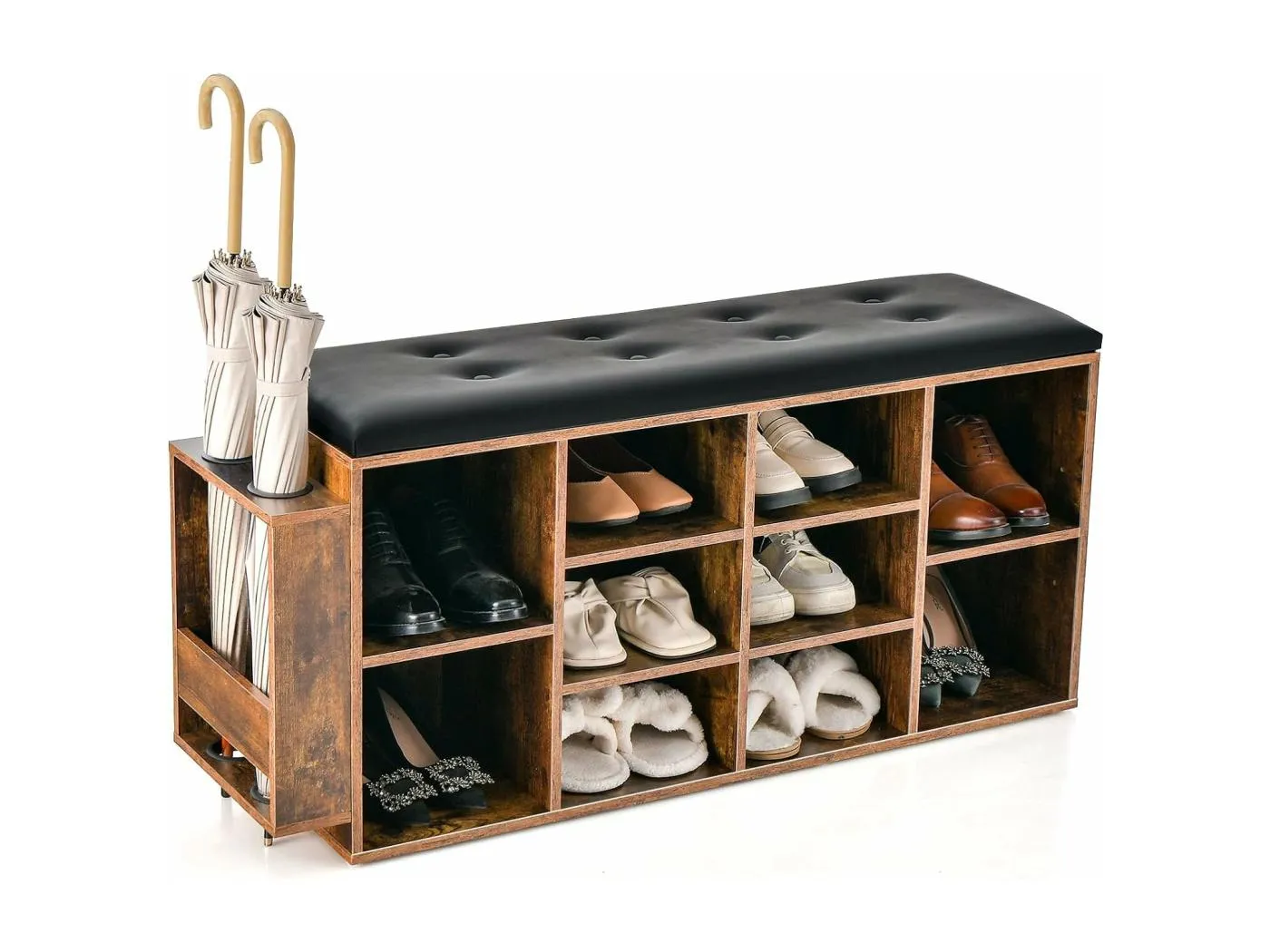 Schuhbank mit verstellbaren Ablagen