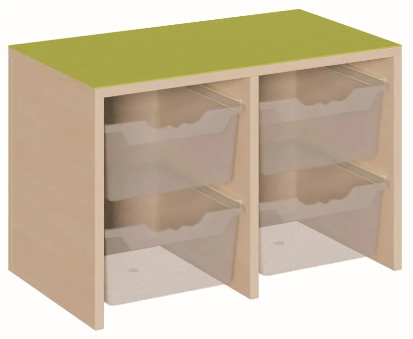 Podest mit vier hohen ErgoTray Boxen