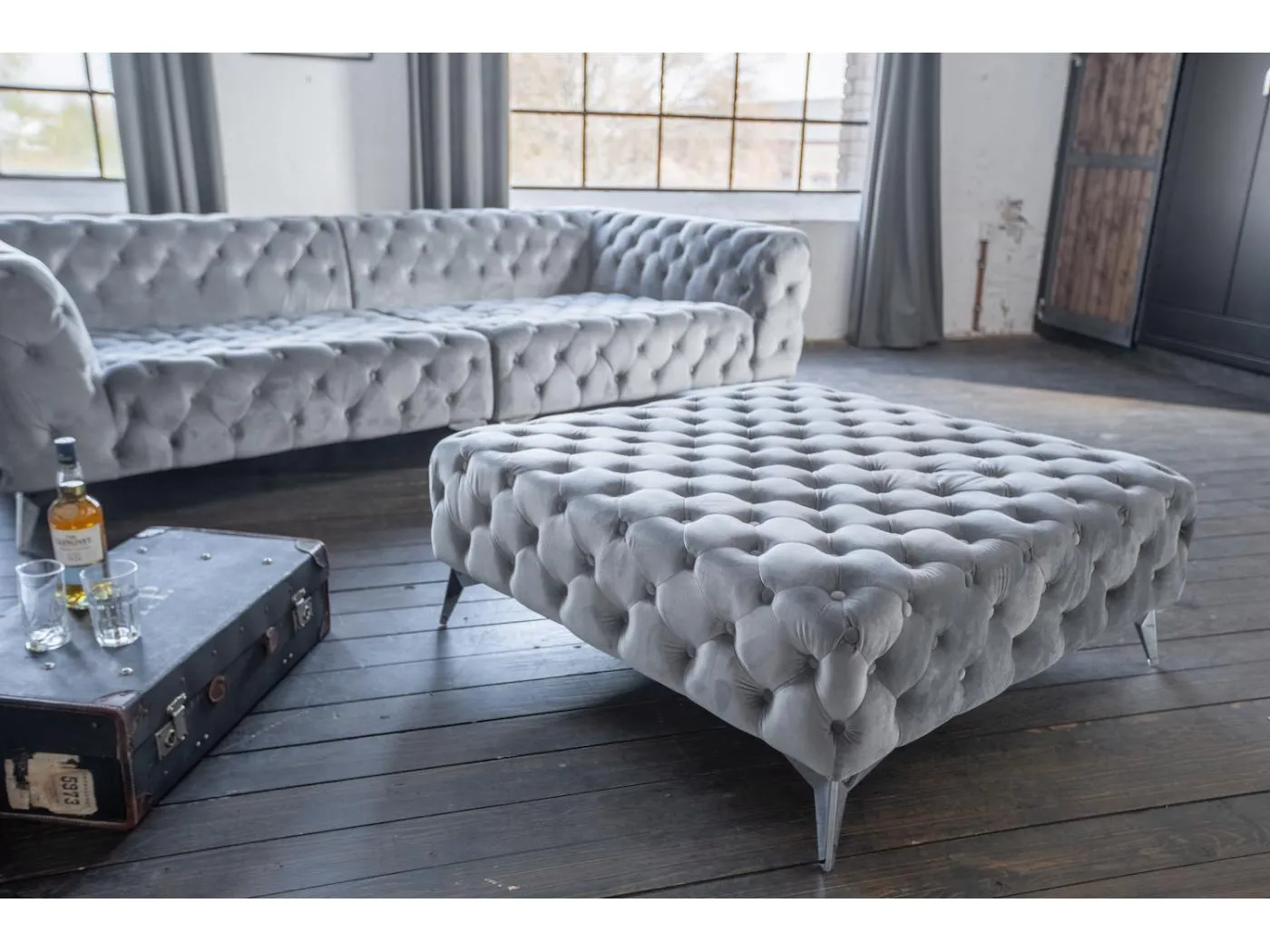 Hocker - Silber Velvet - NARLA