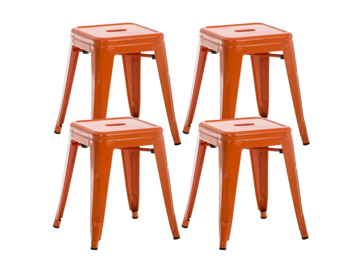 4er Set Sitzhocker - Metall & Metall - orange - Armin