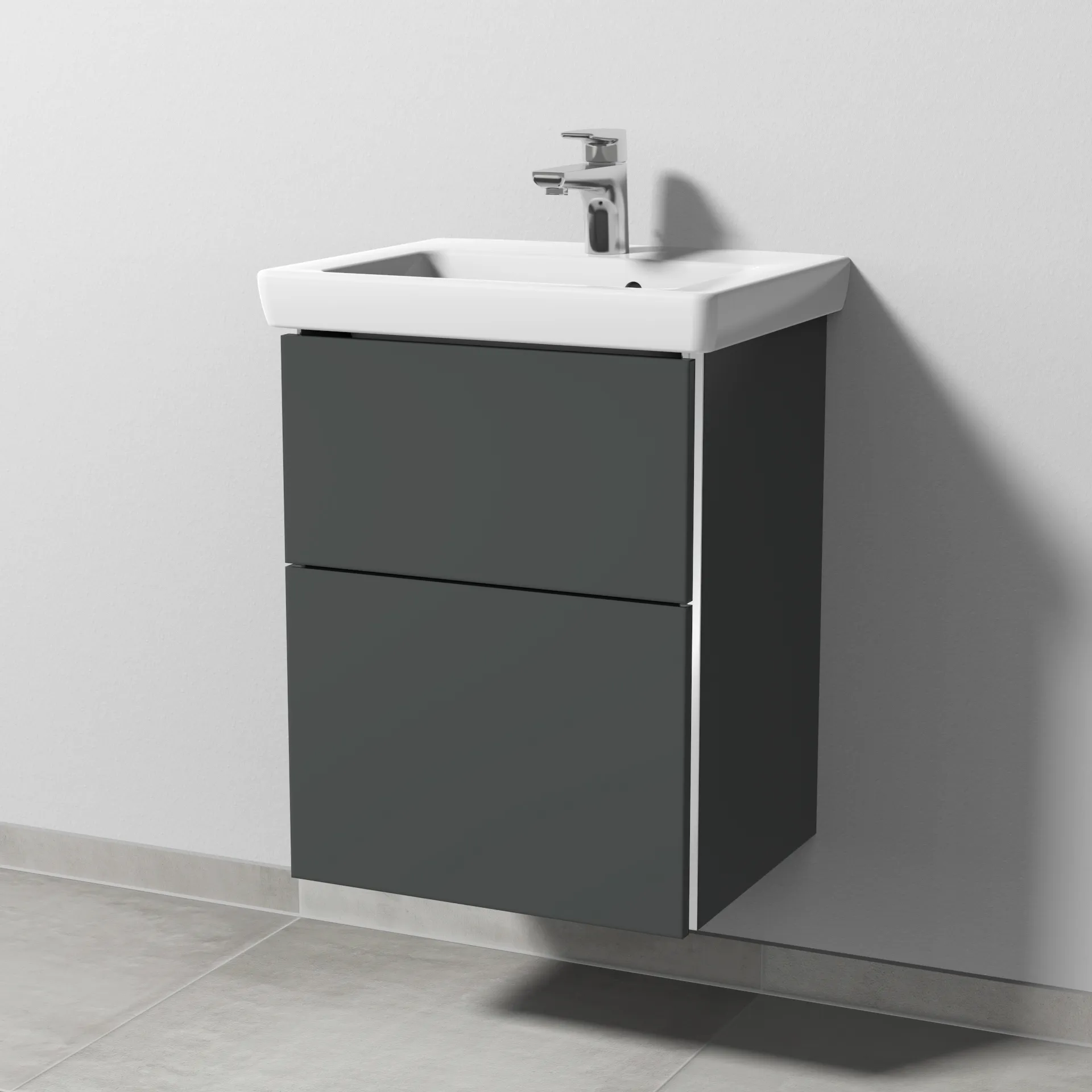 Sanipa Waschtischunterschrank „3way“ 450 × 593 × 387 mm in Anthrazit (matt), Becken mittig
