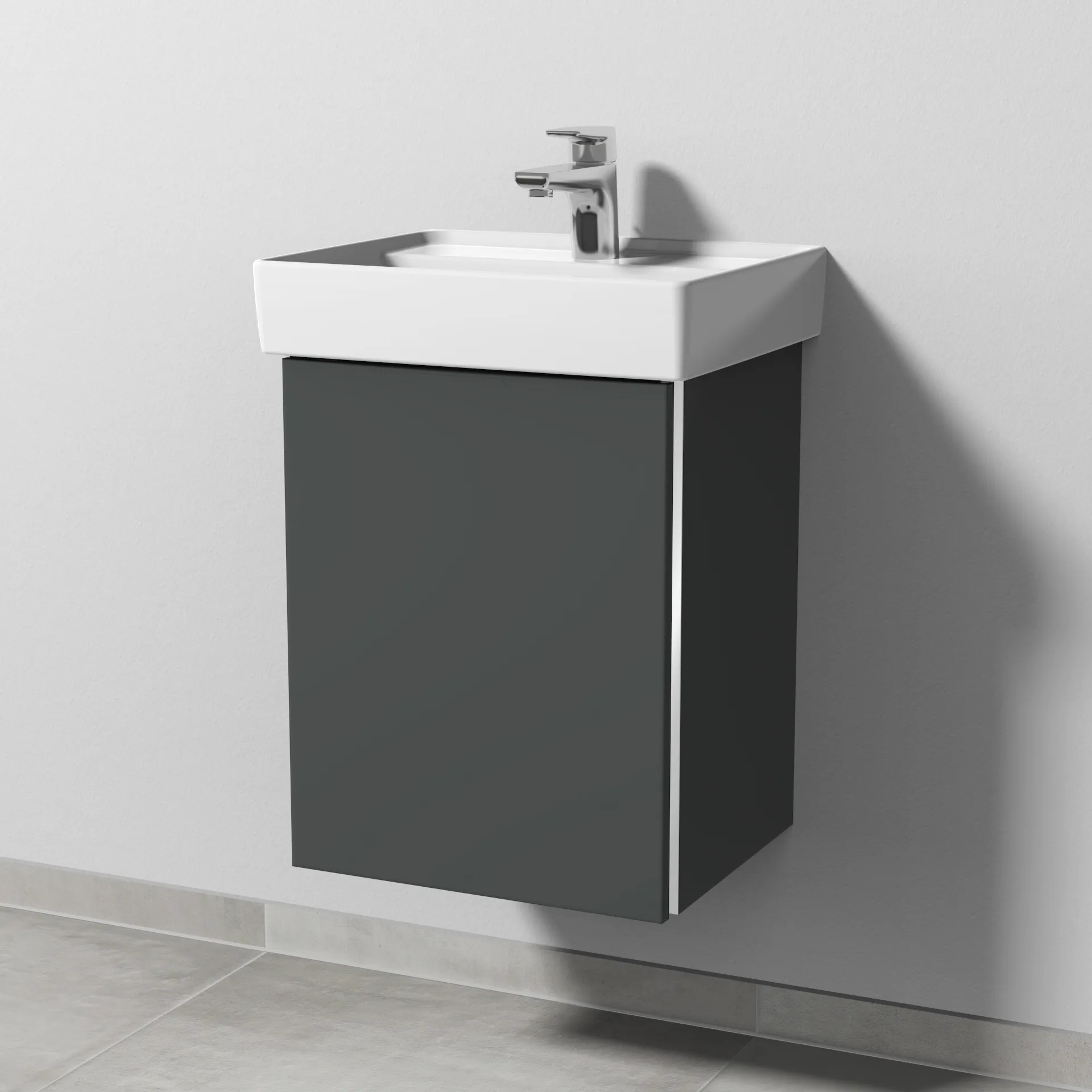 Sanipa Waschtischunterschrank „3way“ 400 × 517 × 347 mm in Anthrazit (matt), Anschlag links