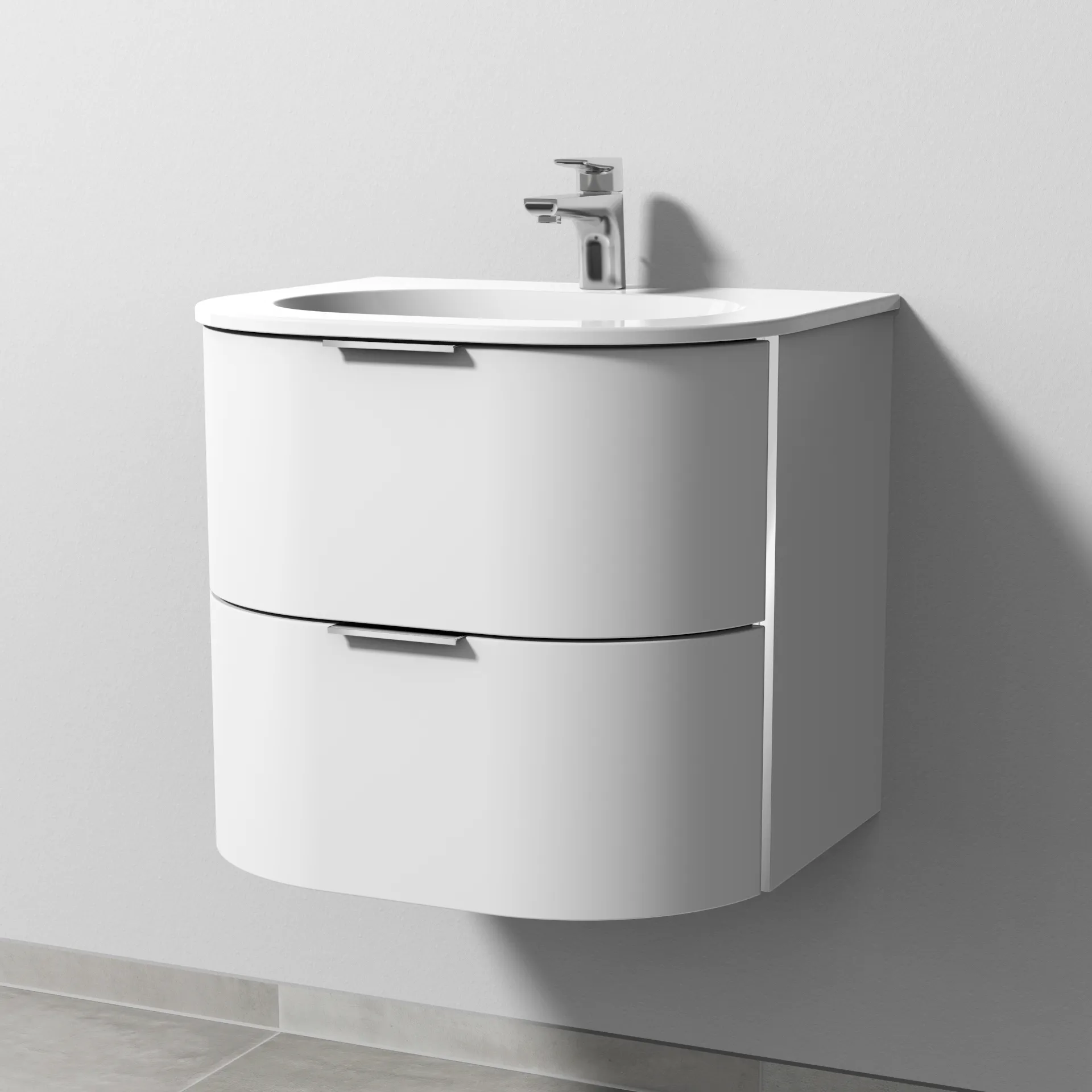 Keramik-Waschtisch-Set mit Waschtischunterschrank „4balance“ 58,4 × 51,4 × 52,2 cm in Weiß (matt), ohne Beleuchtung