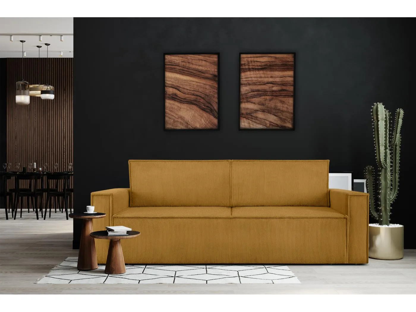 Schlafsofa in Pet Friendly Cord-Stoff - gelb - NAPI