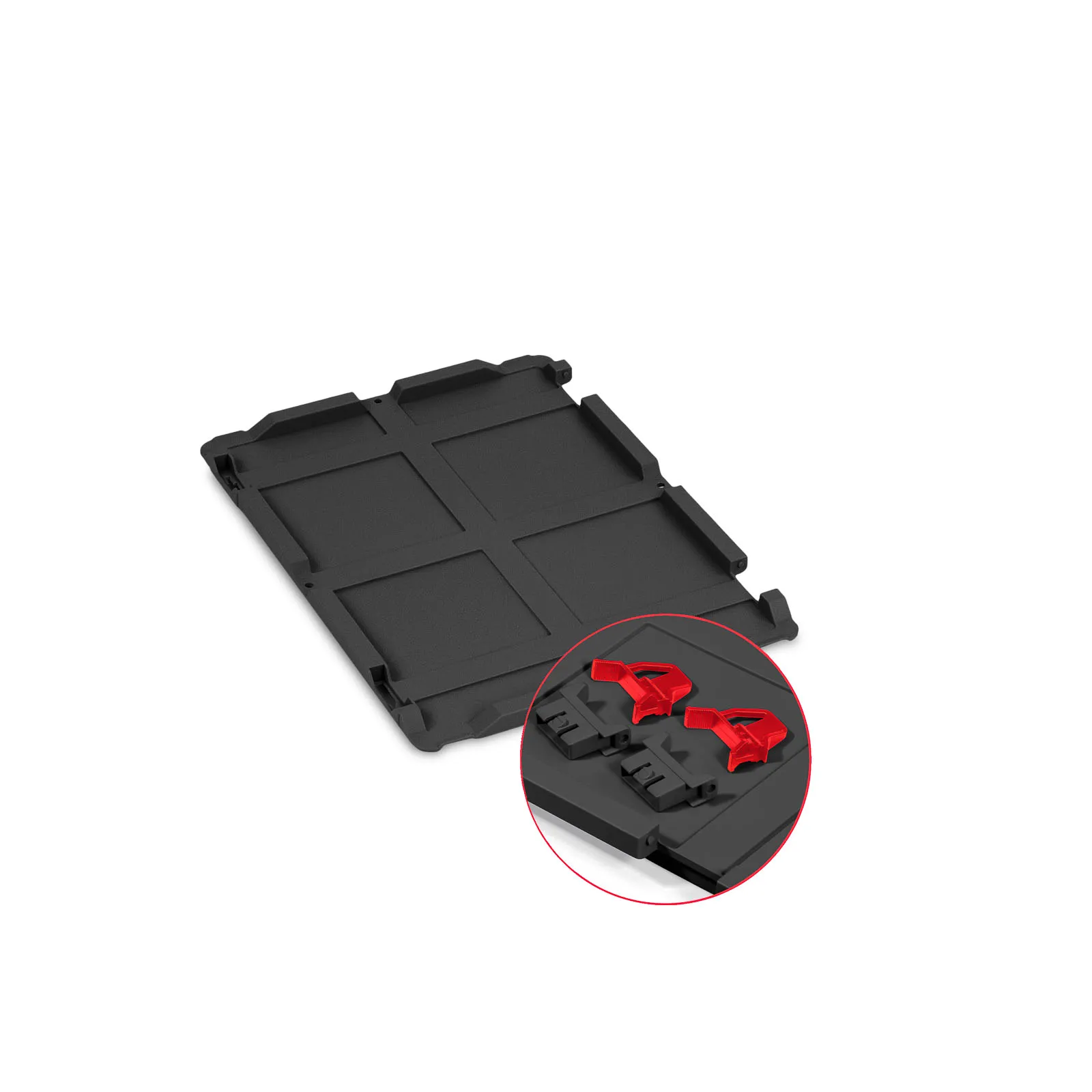 Scharnierdeckel Set Eurobox NextGen mit 2 roten Schiebeschnappverschlüssen | BxT 30x40cm | Schwarz | Eurobehälter, Transportbox, Transportbehälter, Stapelbehälter