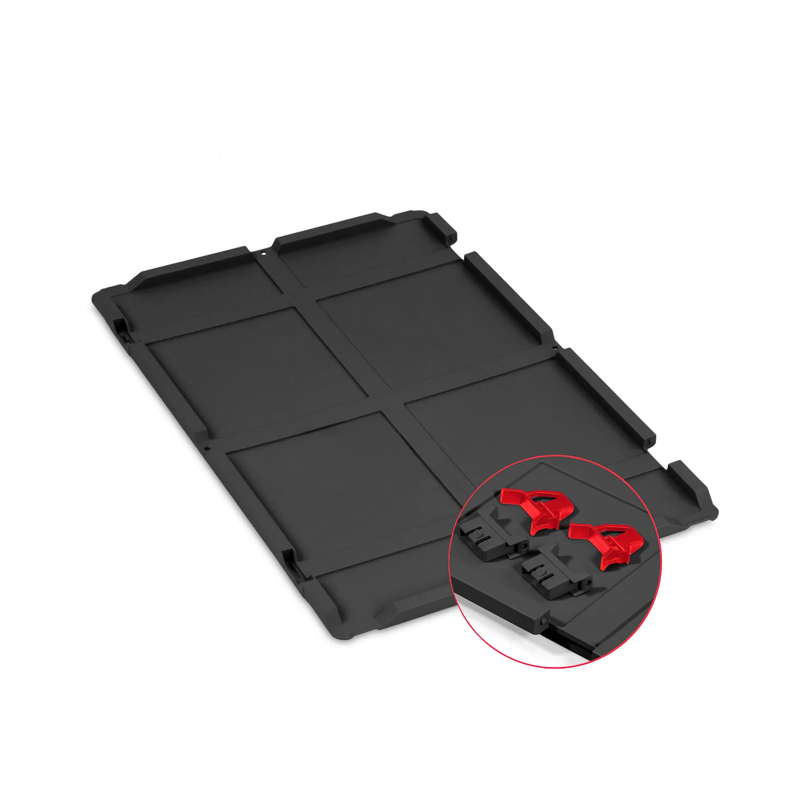 Scharnierdeckel Set Eurobox NextGen mit 2 roten Schiebeschnappverschlüssen | BxT 40x60cm | Schwarz | Eurobehälter, Transportbox, Transportbehälter, Stapelbehälter