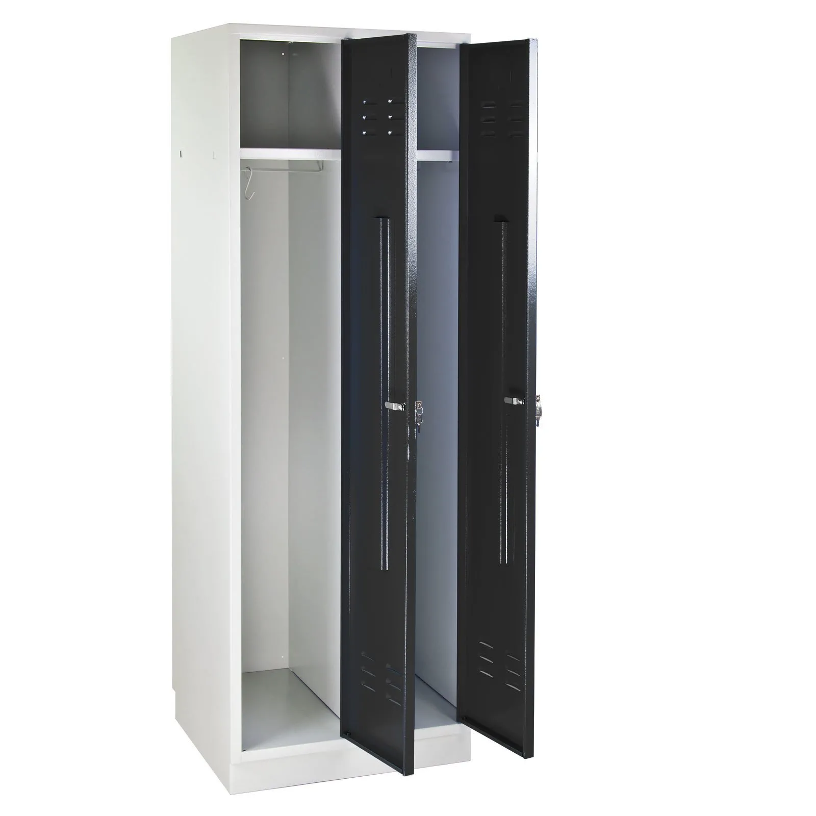 Garderobenschrank Ermine mit 2 Türen | HxBxT 178x60x50cm | Lichtgrau/Anthrazitgrau