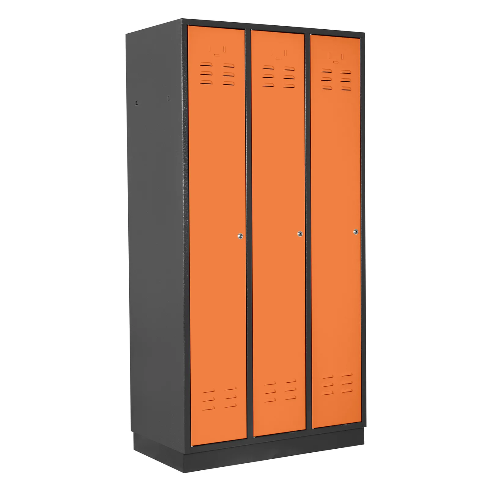 Garderobenschrank Ermine mit 3 Türen | HxBxT 178x89x50cm | Anthrazitgrau/Orange