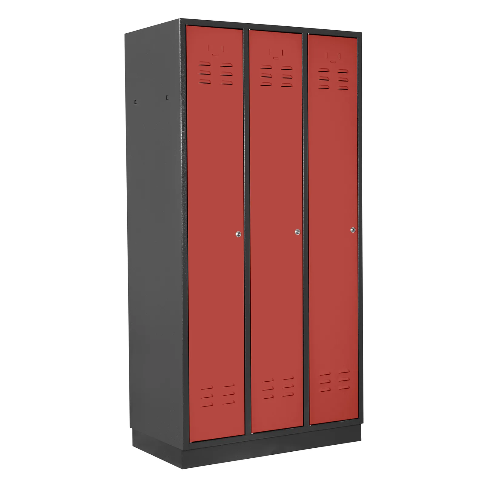 Garderobenschrank Ermine mit 3 Türen | HxBxT 178x89x50cm | Anthrazitgrau/Feuerrot