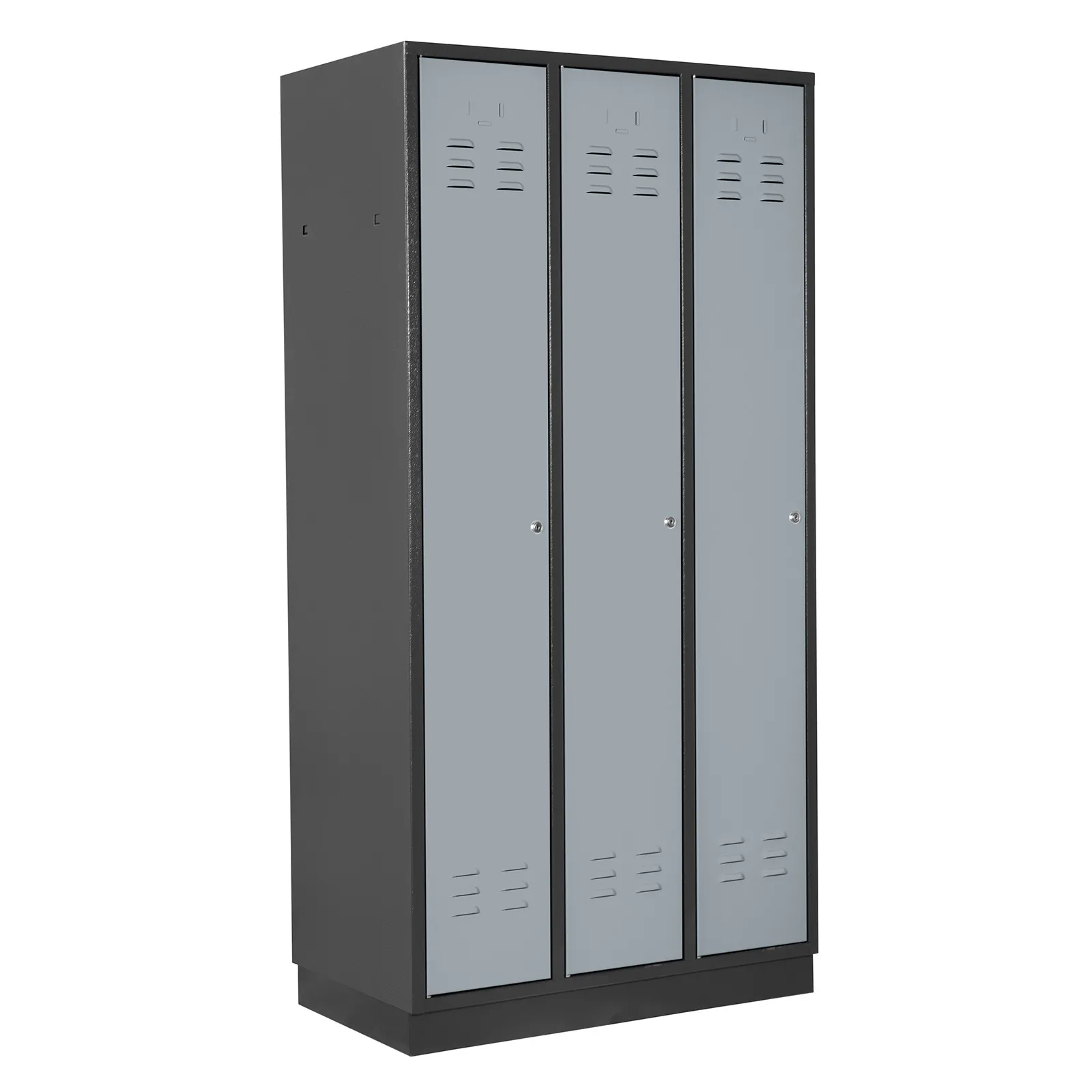 Garderobenschrank Ermine mit 3 Türen | HxBxT 178x89x50cm | Anthrazitgrau/Silbergrau