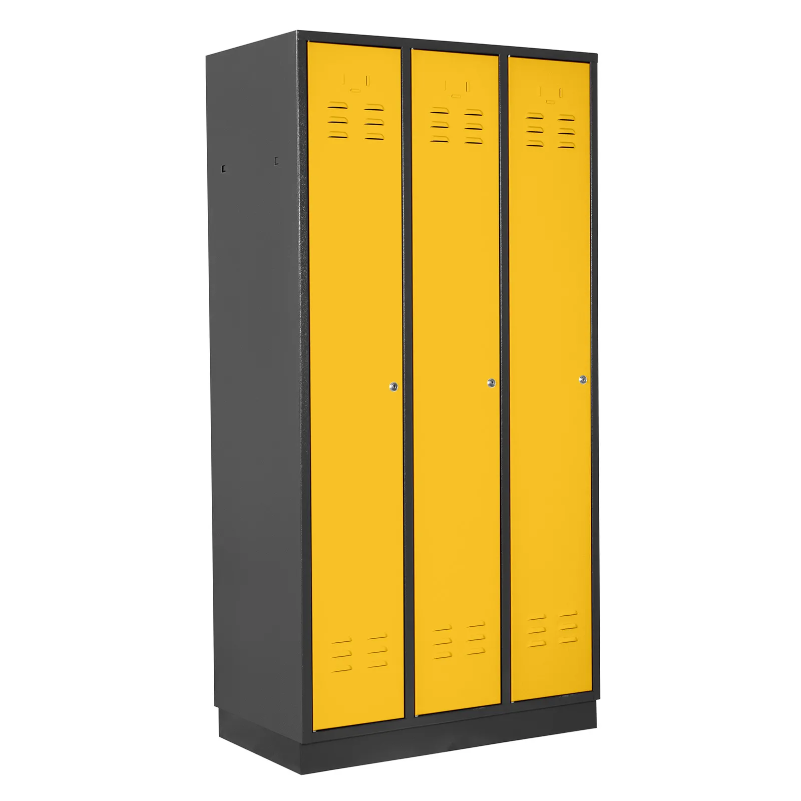 Garderobenschrank Ermine mit 3 Türen | HxBxT 178x89x50cm | Anthrazitgrau/Gelb