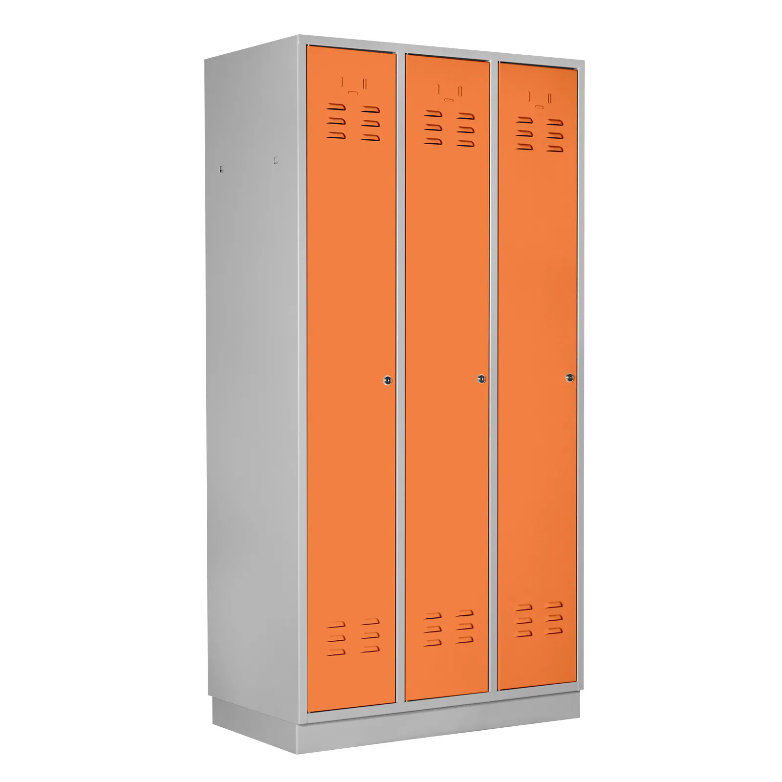 Garderobenschrank Ermine mit 3 Türen | HxBxT 178x89x50cm | Lichtgrau/Orange