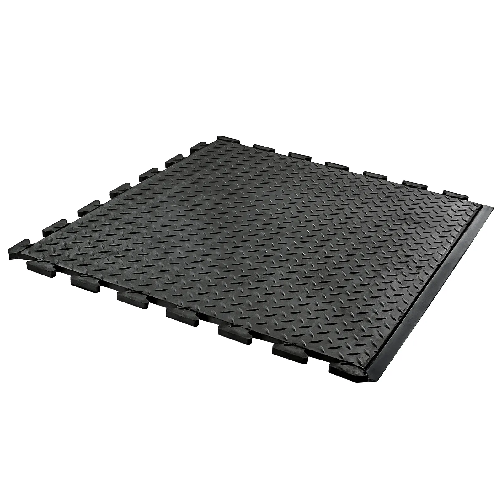Anti-Ermüdungs-Gummifliese Kantenstück | BxL 80x70cm | Stärke 1,2cm | Schwarz
