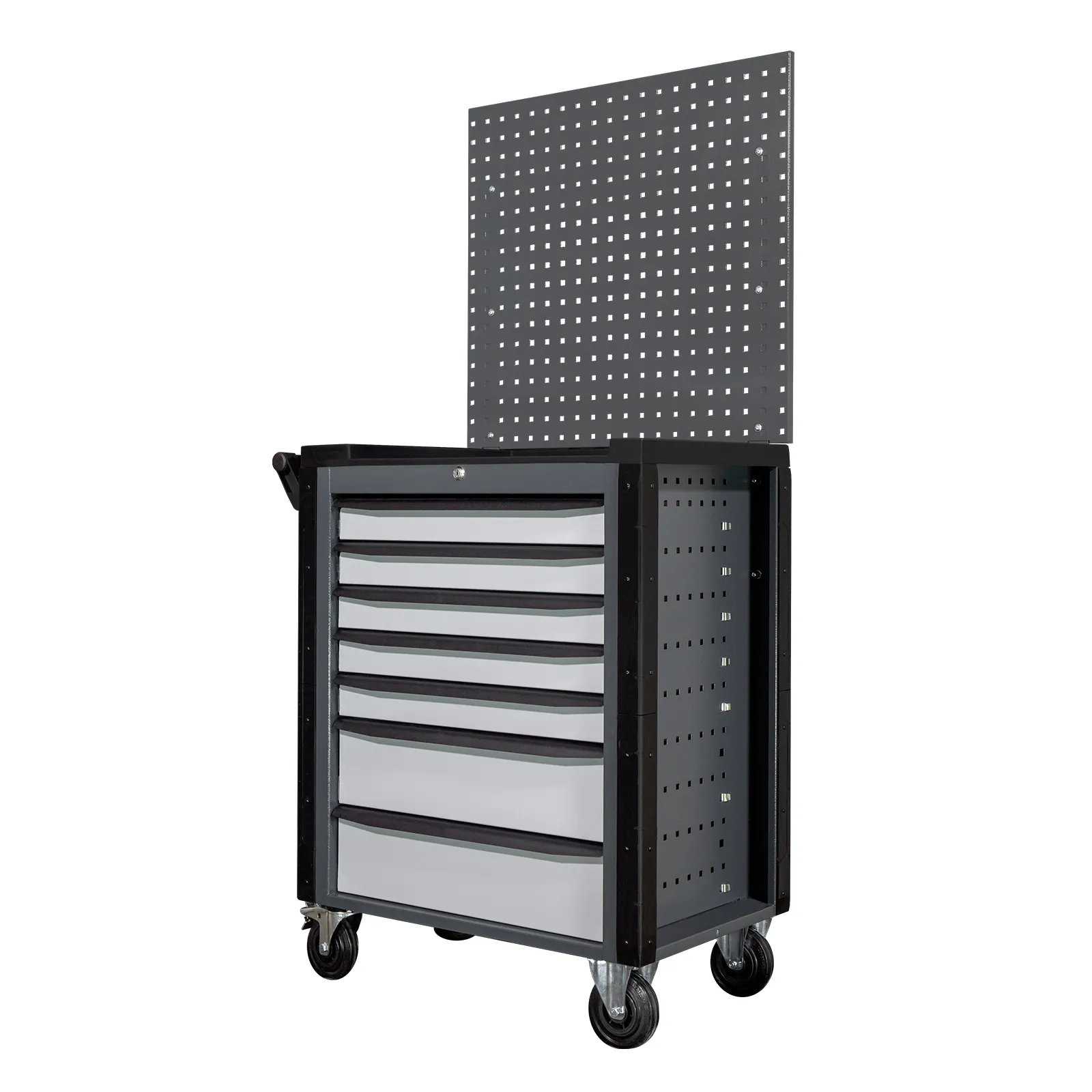 Werkstattwagen Cheetah Plus + Lochplatte | 7 Schubladen | HxBxT 168,5x75x47,5cm | Anthrazitgrau/Silbergrau