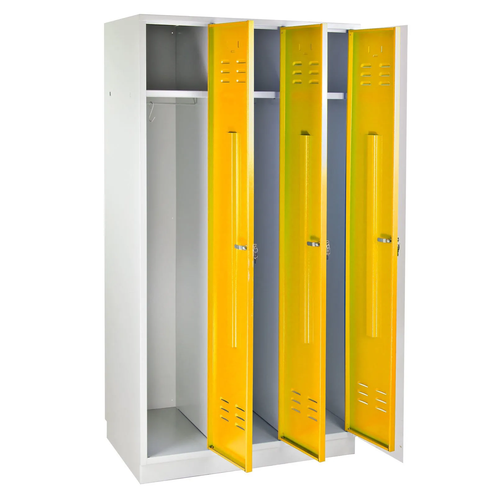 Garderobenschrank Ermine mit 3 Türen | HxBxT 178x89x50cm | Lichtgrau/Gelb