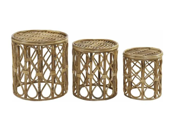 Set aus 3 Tischen aus natürlichem Weidenholz DKD Home Decor - Eleganz und Vielseitigkeit für Ihr Interieur