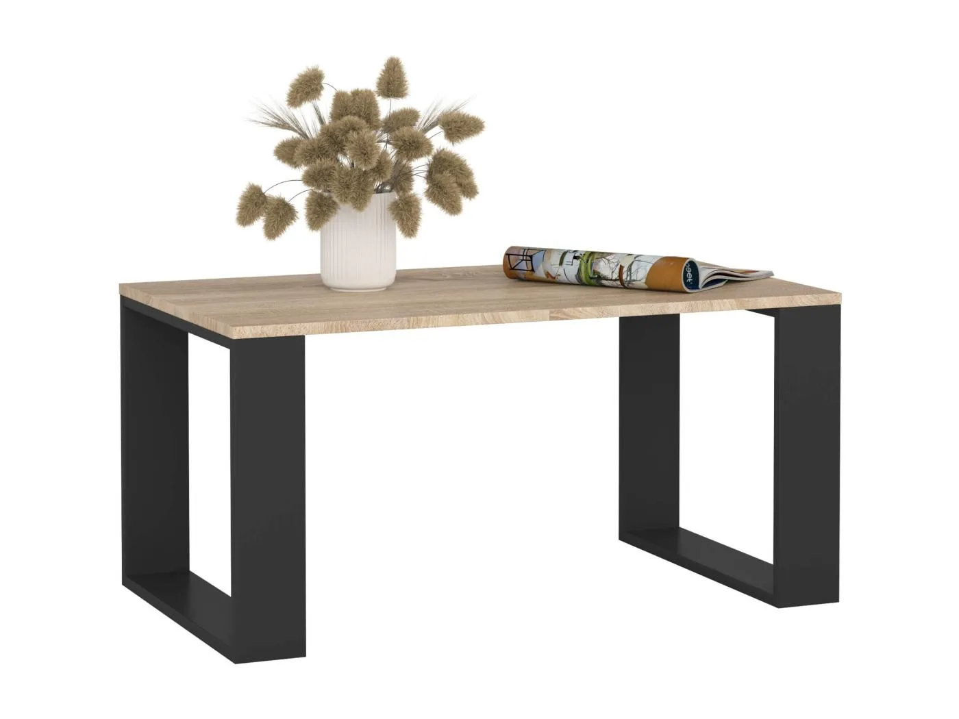 Couchtisch NOX Sonoma Eiche 92 cm mit schwarzem Fußrahmen B92xH53xT45 cm