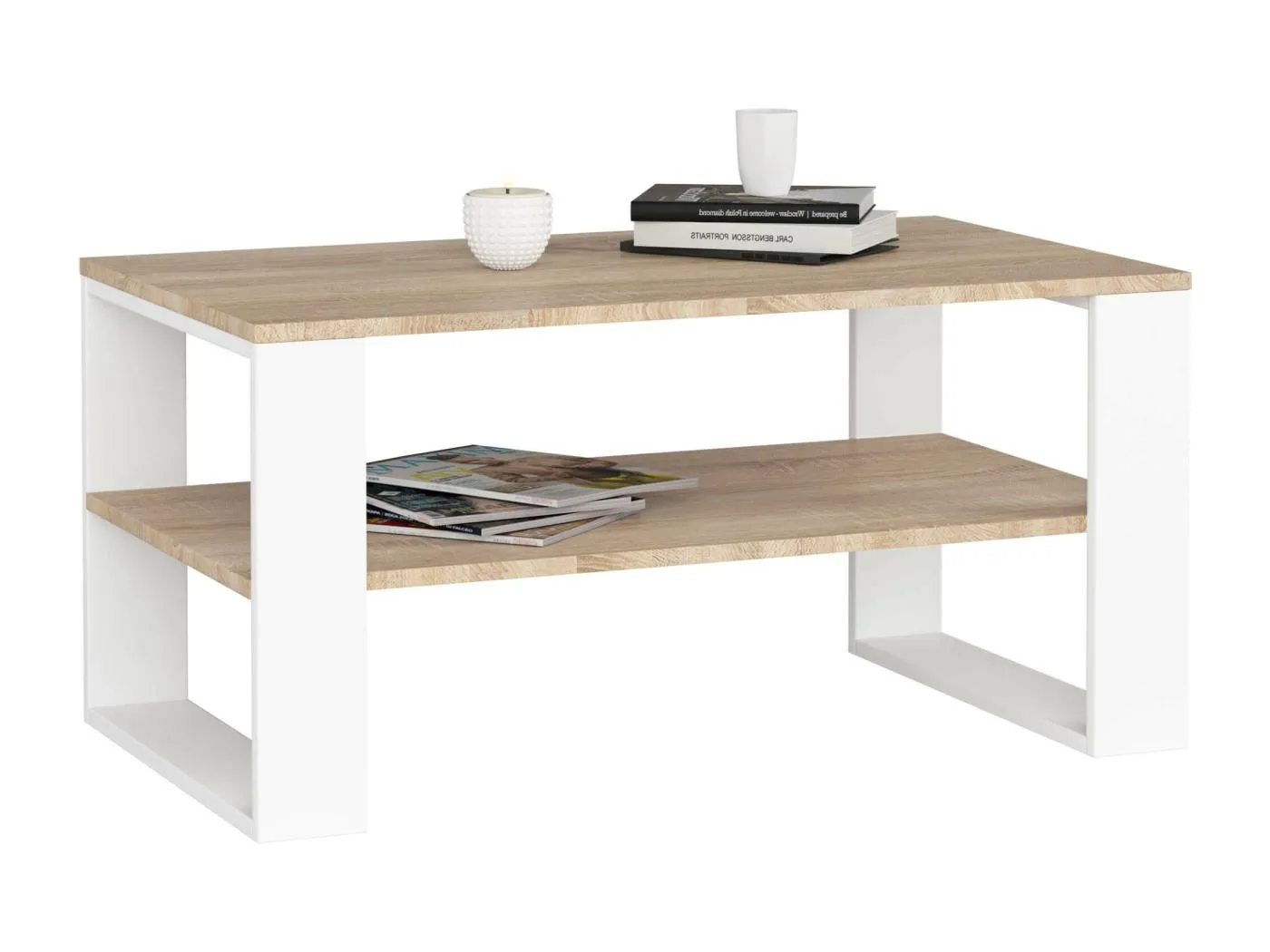 Couchtisch ALEX Sonoma Eiche 92 cm mit weißem Fußrahmen B92xH53xT45 cm