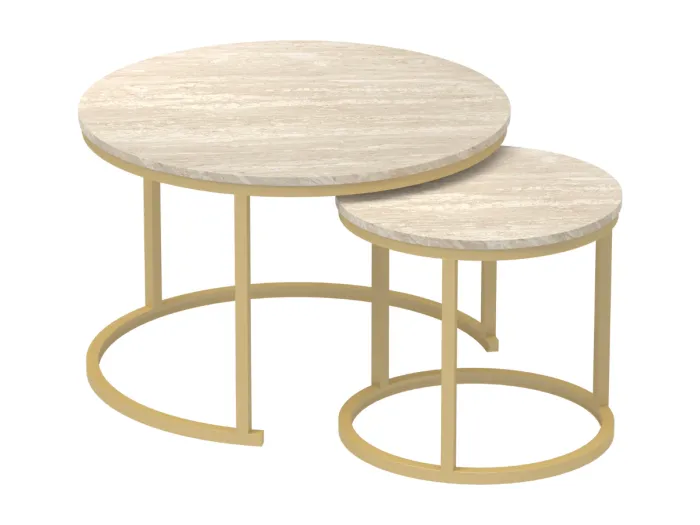 Set aus 2 stapelbaren runden Beistelltischen - L70 cm