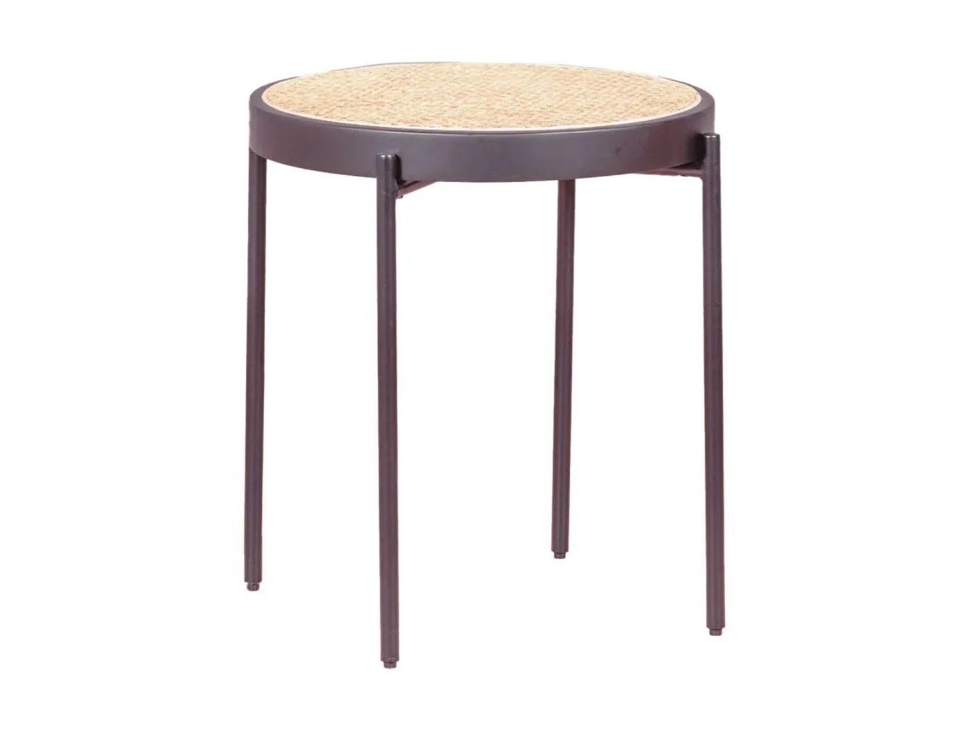 Retro-Beistelltisch mit natürlichen Rattandetails (46 cm) - North - Schwarz