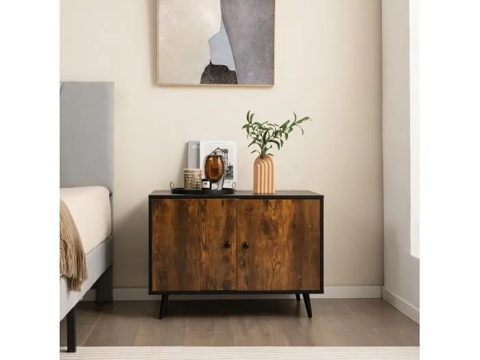 Katzenschrank Katzentoilette Katzenhaus mit Doppeltüren & Eingang 80 x 50 x 57 cm Schwarz + Natur