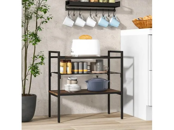 Konsolentisch mit Ablageflächen Schmaler Konsole Beistelltisch 60 x 33,5 x 61 cm Rustikales Braun