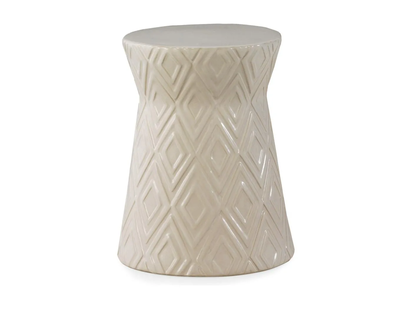 Beigefarbener Beistelltischhocker aus Keramik