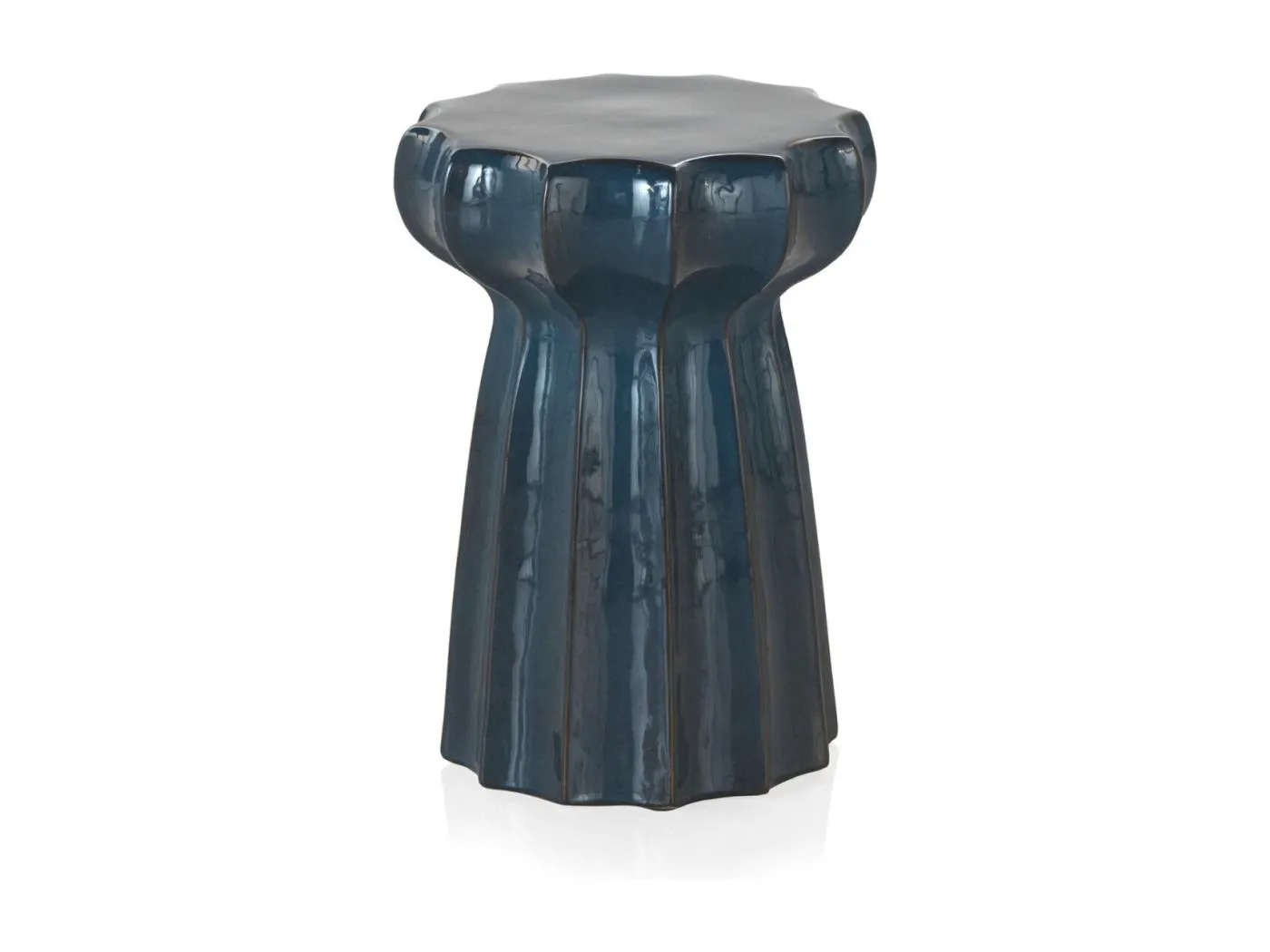 Blauer Beistelltischhocker aus Keramik