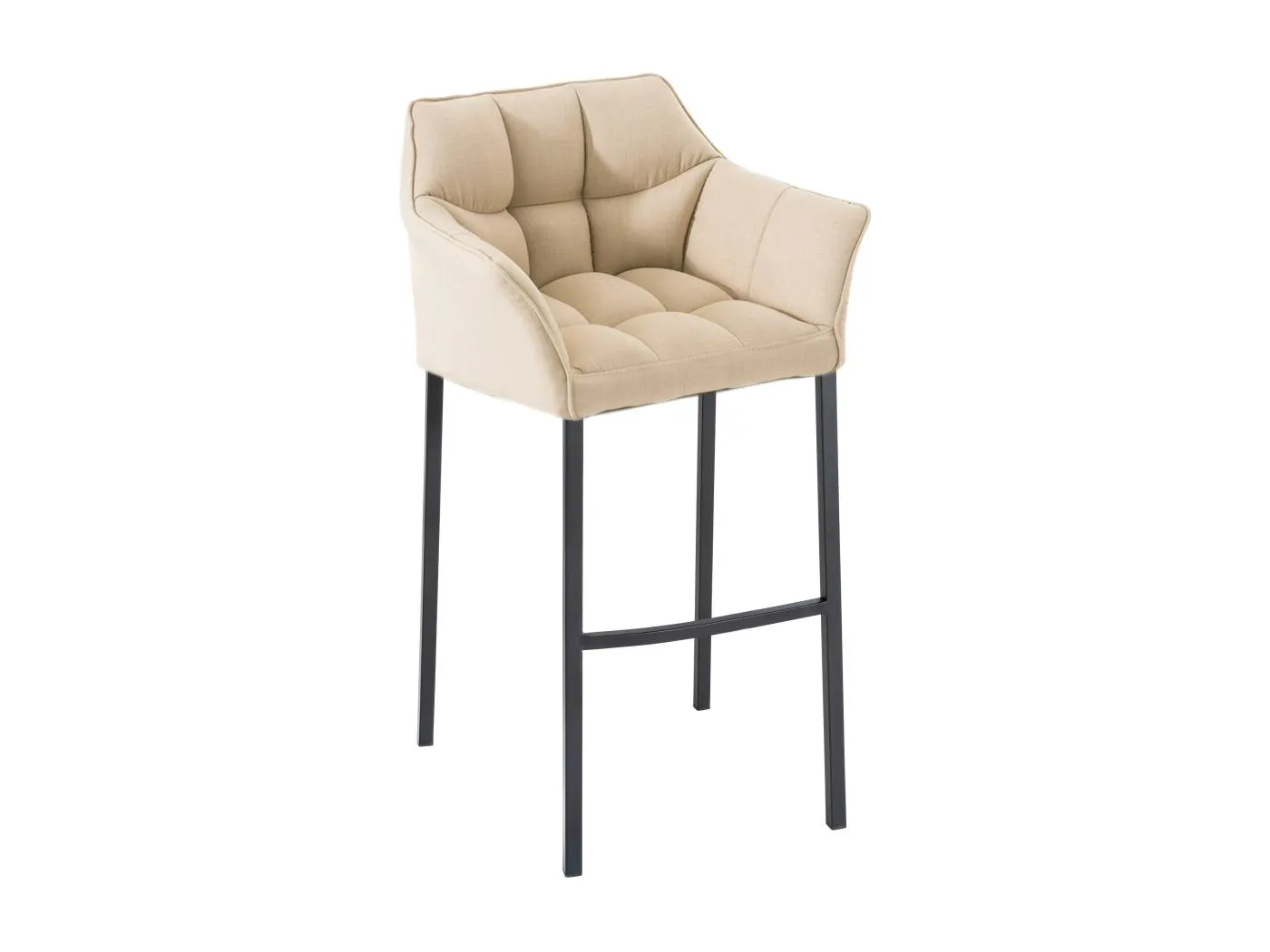 Barhocker - Stoff & schwarz - creme - Damaso