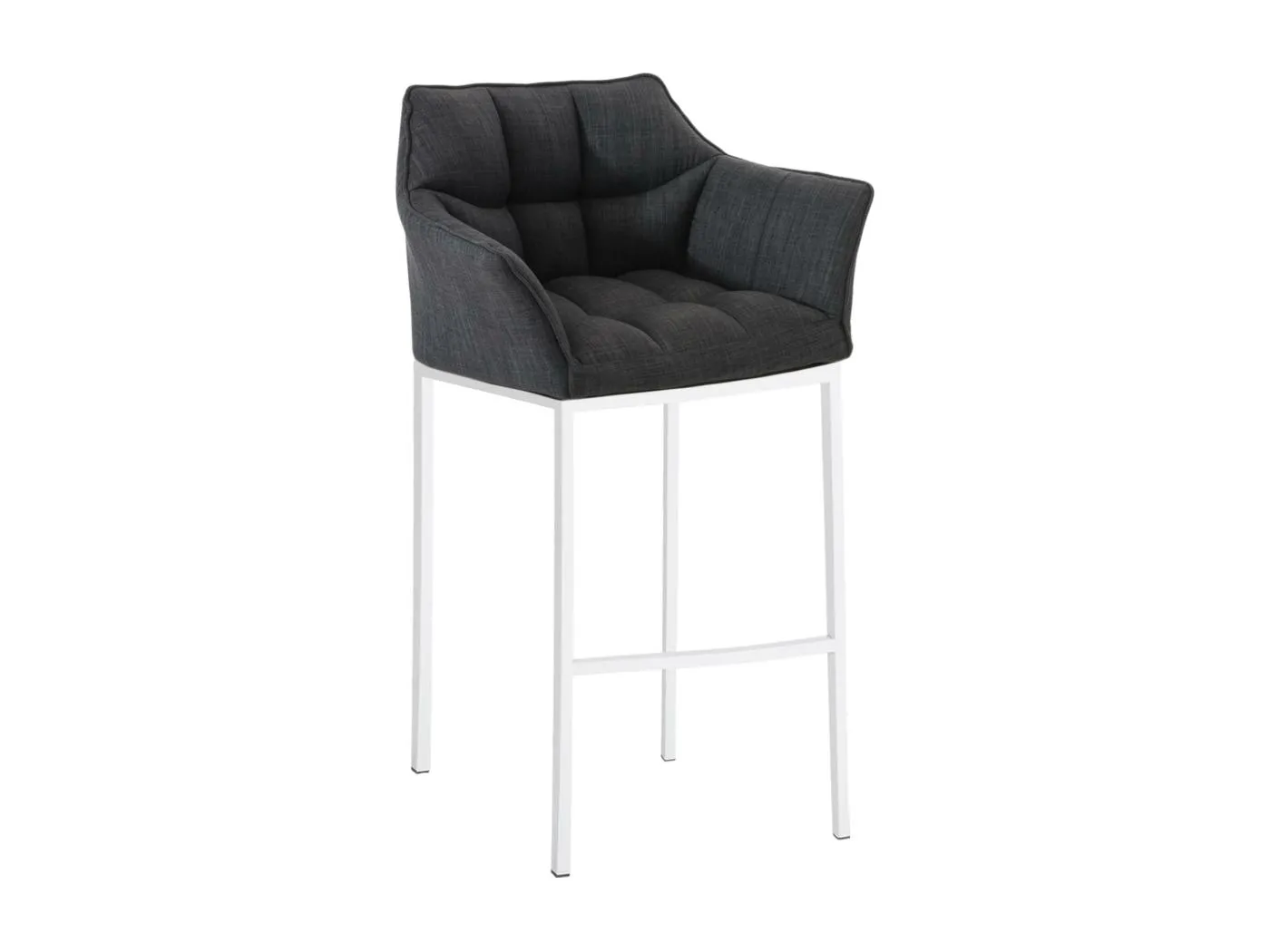 Barhocker - Stoff & weiß - dunkelgrau - Damaso