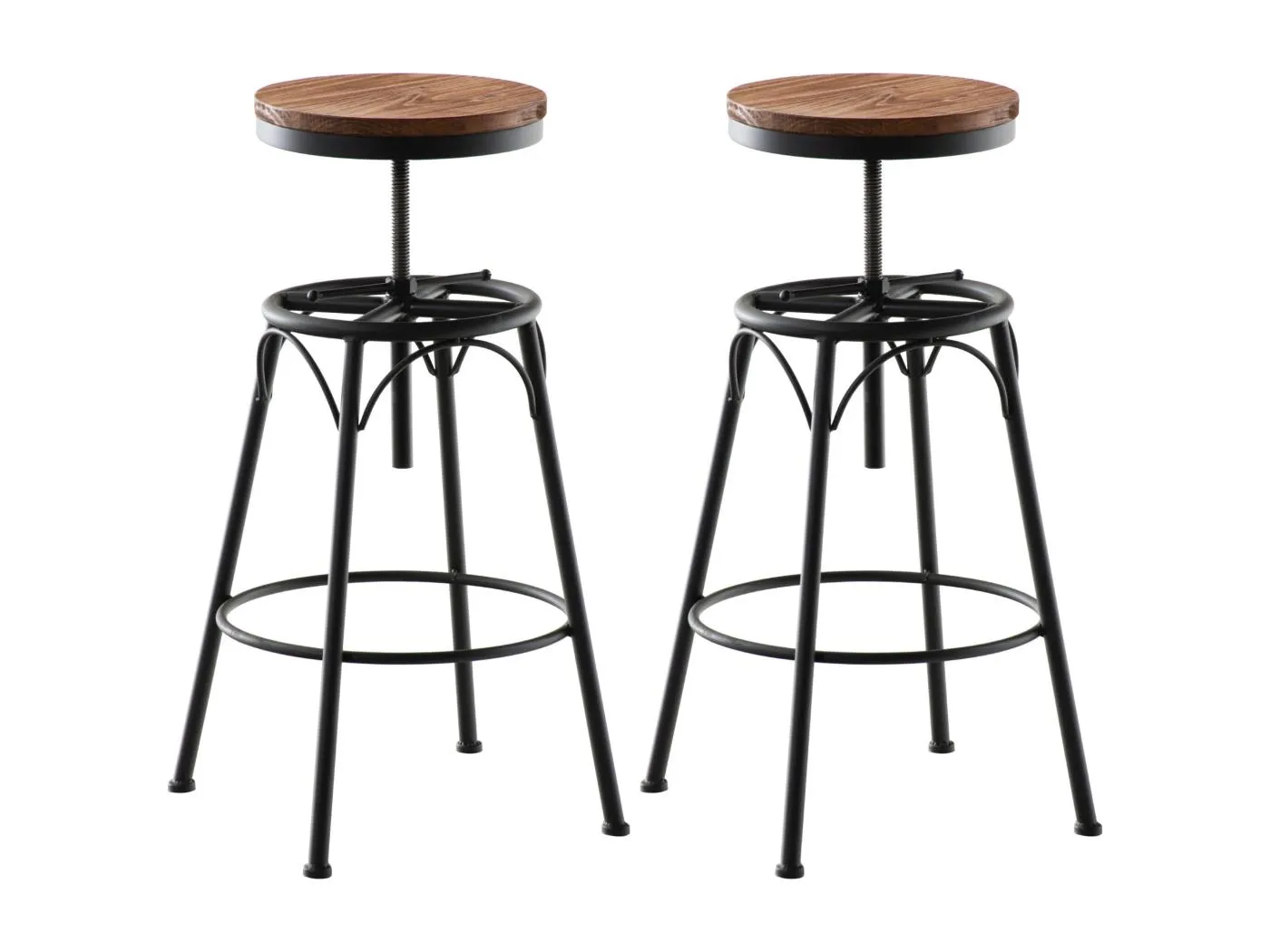 2er Set Barhocker - Metall & natura - schwarz - Beam