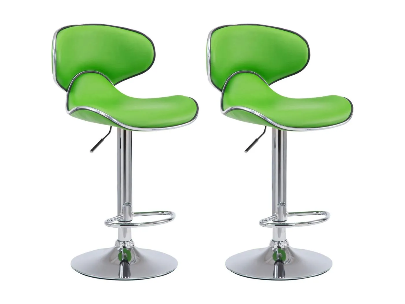 2er Set Barhocker - Kunstleder & chrom - grün - Las Vegas v2